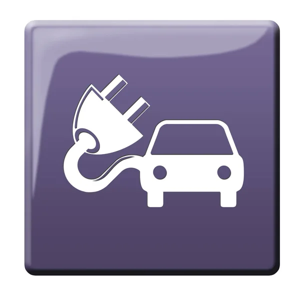 Elektrische Auto Symbool Knop — Stockfoto