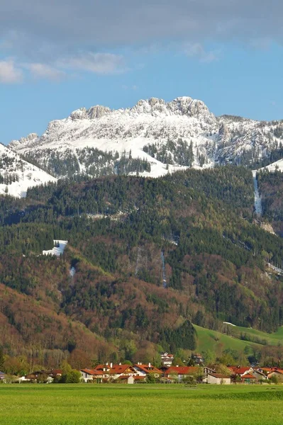 Вид Ашо Баварію Снігу Батьківський Чемегау Верхню Баварію Південні Німці — стокове фото