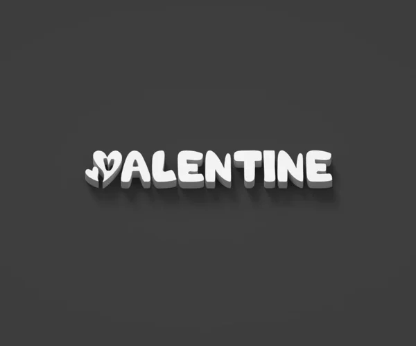 Zwart Wit Foto Van Witte Rendering Woorden Van Valentine Red — Stockfoto