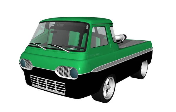 Green Vintage Retro Car White Background — Foto de Stock