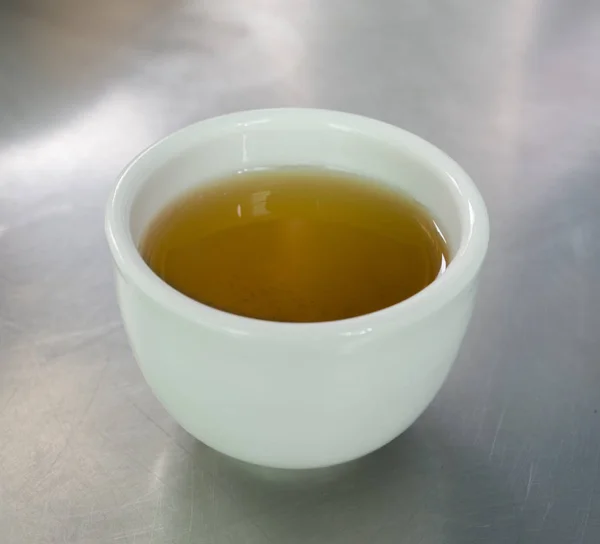 Fotos Cor Uma Cup Chinese Green Tea Steel Table — Fotografia de Stock