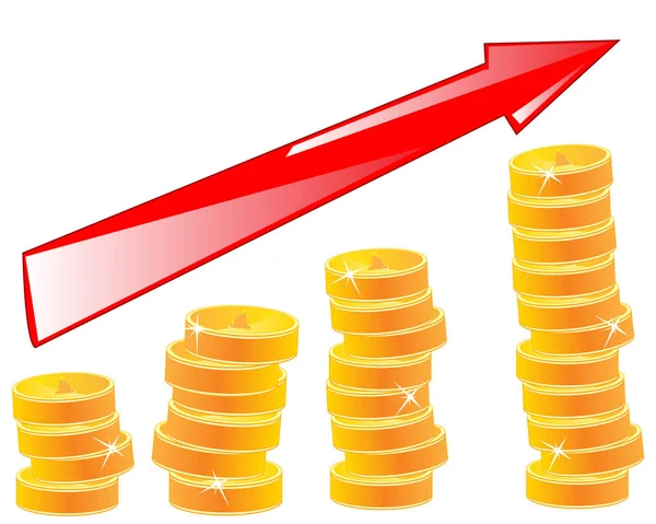 Párrafos Las Monedas Gráfico Del Aumento Los Beneficios — Foto de Stock
