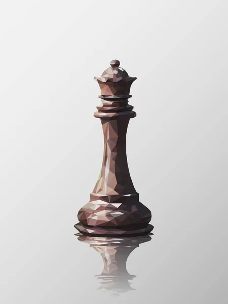 Nízké Poly Návrh Královny Šachová Figurka Vektor Triangulace Odleskem — Stock fotografie