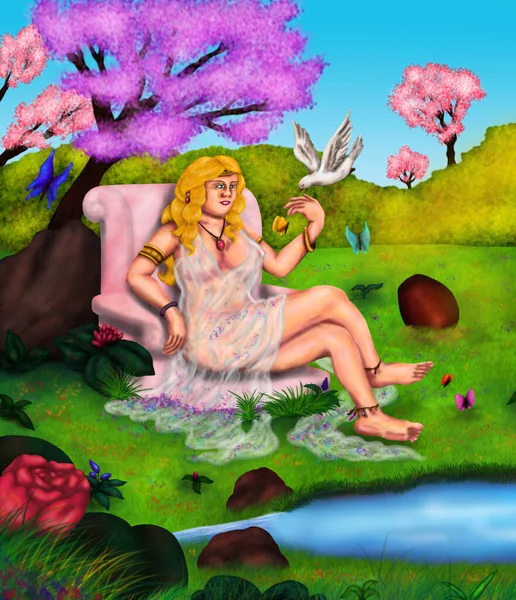 Güzel Bir Tanrıça Olan Venüs Soyut Renkli Bir Resmi Efsanevi — Stok fotoğraf