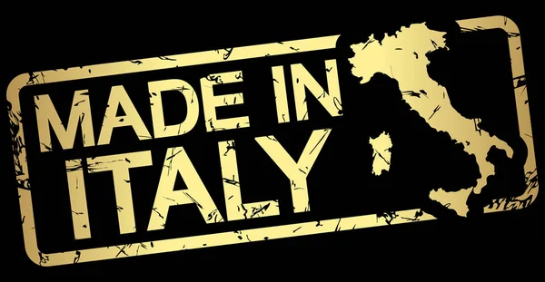 Grunge Stämpel Med Ram Färgat Guld Och Text Tillverkad Italien — Stockfoto