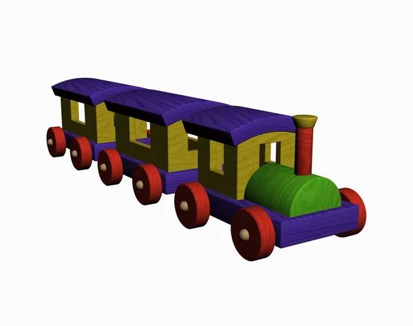 白色背景的木制玩具火车 — 图库照片