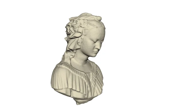 Statue Ancienne Une Femme Sur Fond Blanc — Photo