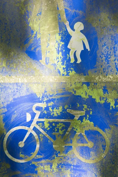 Знак Велосипедной Дорожки Детальный Снимок — стоковое фото