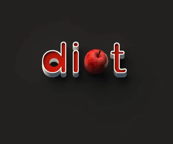 Darstellung Der Wörter Ein Apfel Und Auf Einfachem Hintergrund — Stockfoto