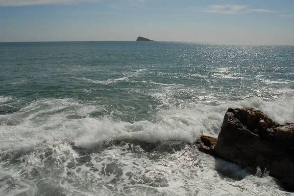 Ακτή Της Κόστα Μπλάνκα Κύματα Και Σερφ Ισπανία — Φωτογραφία Αρχείου