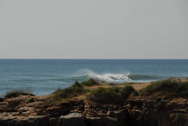 Kust Van Costa Blanca Met Golven Surfen Spanje — Stockfoto