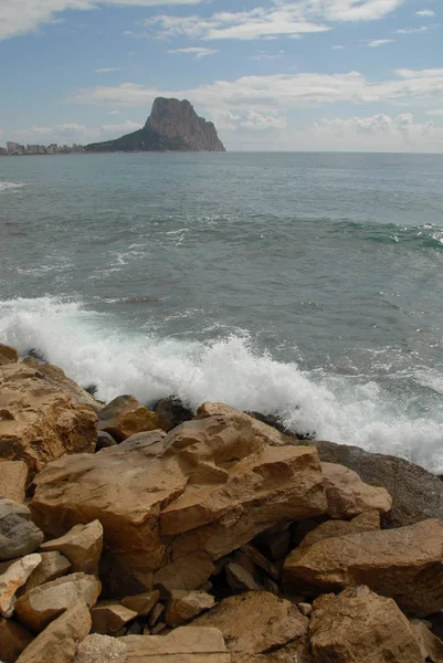 Kusten Costa Blanca Med Vågor Och Surfing Spanien — Stockfoto