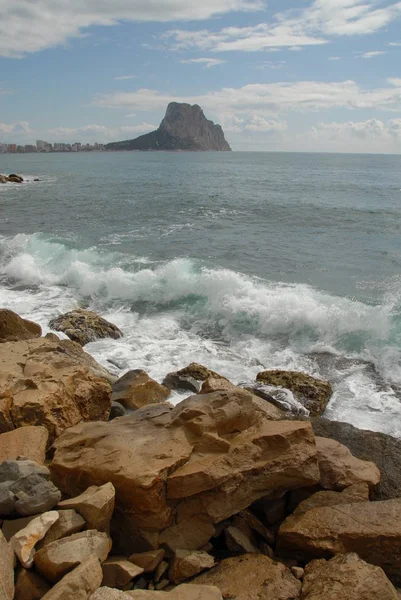 Kusten Costa Blanca Med Vågor Och Surfing Spanien — Stockfoto