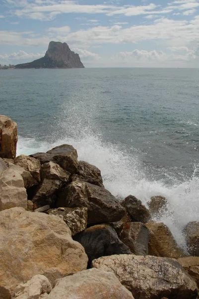 Kusten Costa Blanca Med Vågor Och Surfing Spanien — Stockfoto