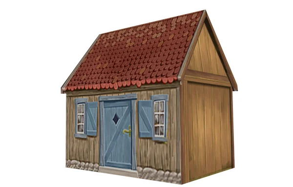Cartoon Farmhouse Illustration White Background — Stock Photo, Image