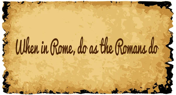ローマ人が行うように テキストと白の背景に茶色の色合いと黒の羊皮紙の背景 — ストック写真