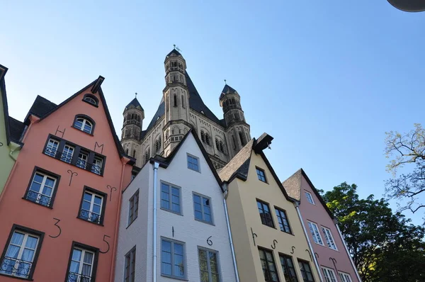 Germany Cologne Coloridas Fachadas Casas Casco Antiguo Con Estaño — Foto de Stock