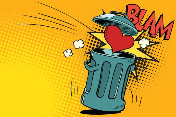 Ende Der Liebe Herz Den Müll Geworfen Cartoon Comic Illustration — Stockfoto