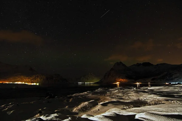 Ночное Небо Зимой Норвегии — стоковое фото