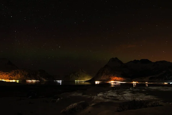 Cielo Nocturno Invierno Norway — Foto de Stock