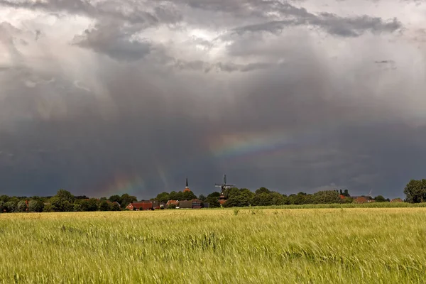Rainbow Rysum East Frisia — Stock Photo, Image