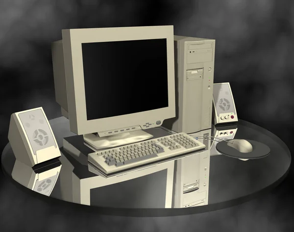 Υπολογιστή Και Φορητό Υπολογιστή Στο Τραπέζι — Φωτογραφία Αρχείου