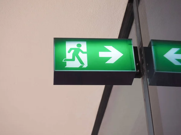 Green light emergency exit fire escape wayout sign