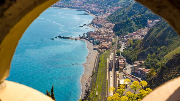 Sicília Itália Bela Vista Costa Siciliana Taormina Maio Taormina Sediará — Fotografia de Stock