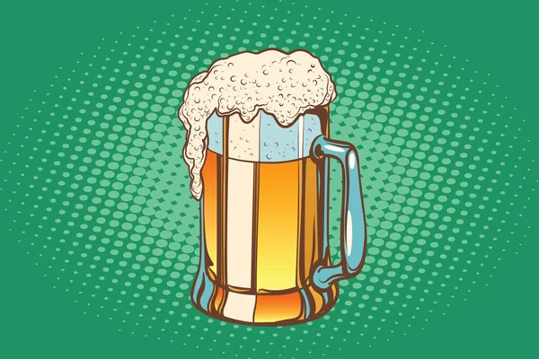 Een Mok Schuimig Bier Pop Art Retro Vector Illustratie — Stockfoto