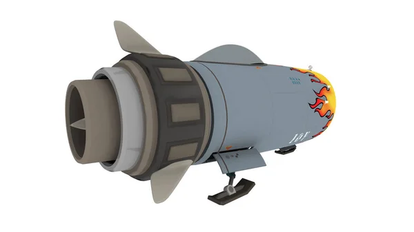 エンジンを搭載した漫画の宇宙船 — ストック写真