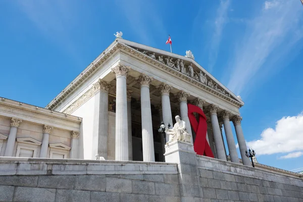 Parlamento Austriaco Con Símbolo Cinta Roja Como Una Razón Para — Foto de Stock