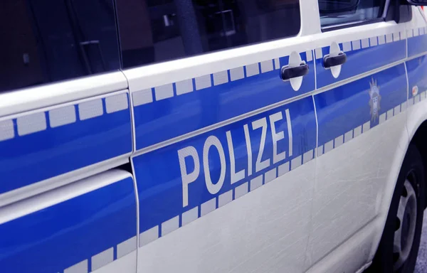 Schriftzug Polizei Blauer Farbe — Stockfoto