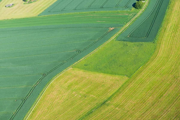 Paisagem Agricultura Verde Com Linha Energia Cima — Fotografia de Stock