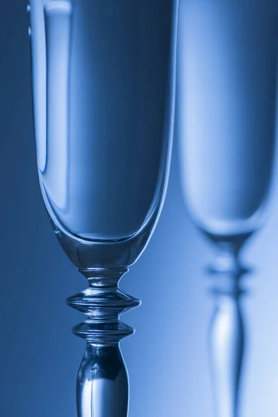 Dettaglio Vista Delle Parti Centrali Due Bicchieri Champagne Luminosità Sfumato — Foto Stock