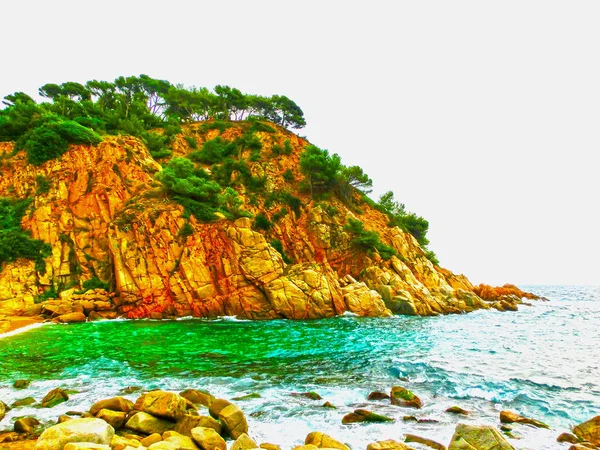 Uitzicht Het Strand Tossa Mar Costa Brava Spanje — Stockfoto