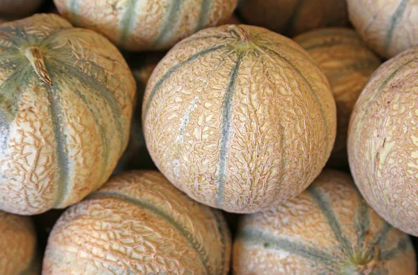 Cantaloupe Derrete Uma Exibição Mercado — Fotografia de Stock