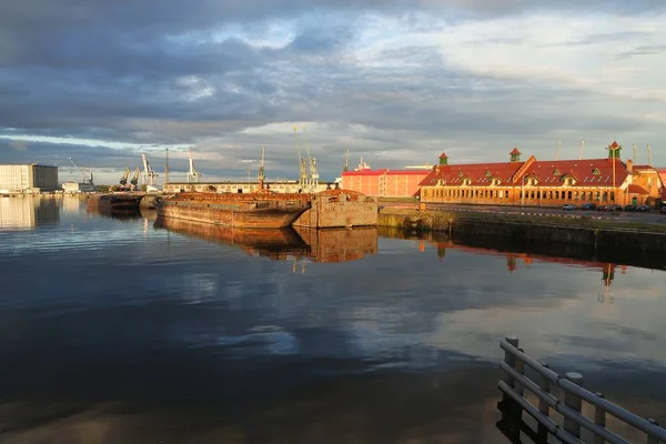 Szczecin Abend Auf Der Oder — Stockfoto