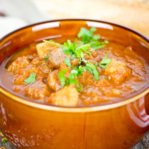 Sopa Frango Com Legumes Carne Uma Tigela — Fotografia de Stock