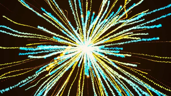 Explosion of particles. Festive fireworks. 3d render