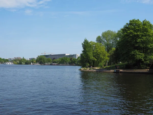 Aussenalster Menande Yttre Alstersjön Hamburg Tyskland — Stockfoto