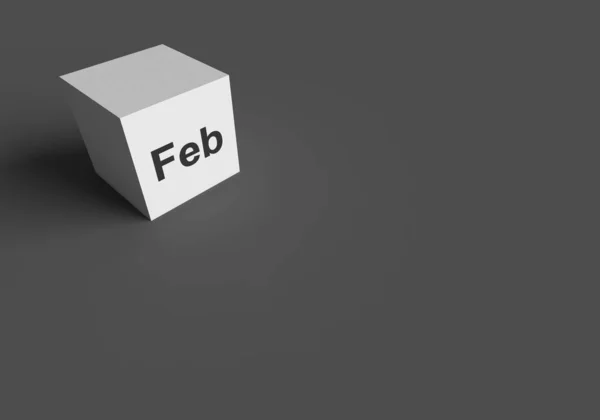 Verwijdering Van Feb Abbreviatie Van Februarie Witte Cube Stock Foto — Stockfoto