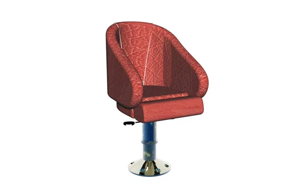 白い背景に隔離された赤い革の椅子 — ストック写真