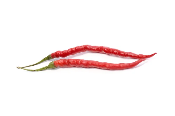 Dos Chiles Rojos Picantes Sobre Fondo Blanco —  Fotos de Stock