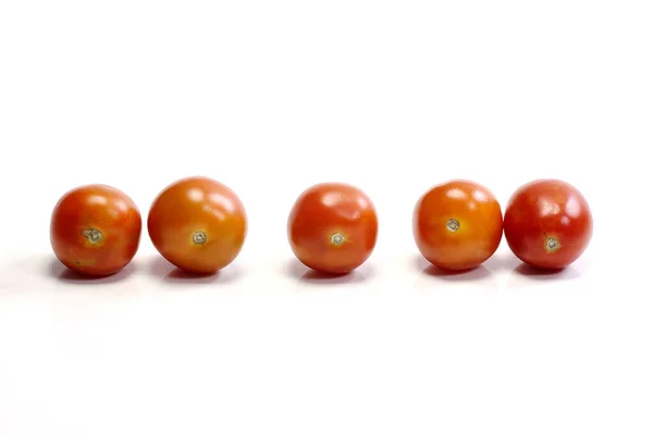 Five Tomatoes White Background Look Tasty Fresh — Stock Photo, Image