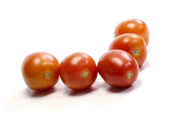 Five Tomatoes White Background Look Tasty Fresh — Stock Photo, Image