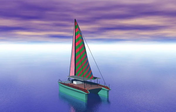 Segelbåt Katamaran Havet — Stockfoto