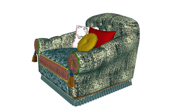 Wygodne Krzesło Tapicerskie Poduszkami — Zdjęcie stockowe