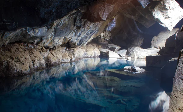 Azure Water Hot Termal Cave Islândia — Fotografia de Stock