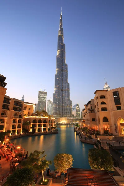 Dubai Burj Khalifa Mrakodrap Večer Večer Noci Uae — Stock fotografie