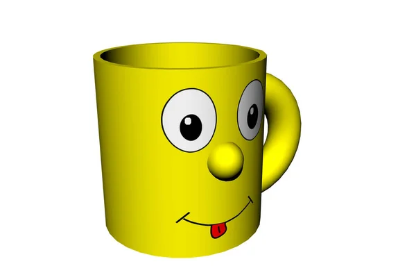 Kaffeetasse Mit Gesicht Und Spitzer Zunge — Stockfoto